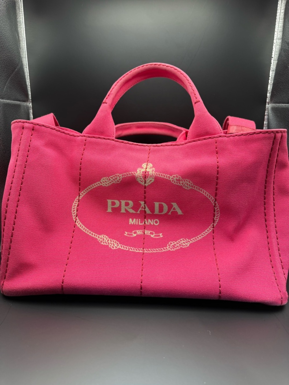 Prada Hot Pink Large Canapa 2 way Tote w/Original Strap and authenticity‎ cards